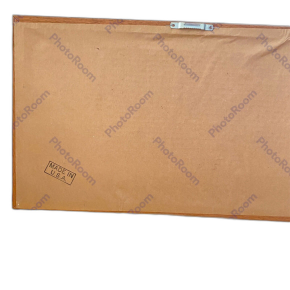 Vintage Baseball Bat Mitt Print Oak Framed Matt Glass 11 x 20 Preowned Wall Art - Picture 4 of 4